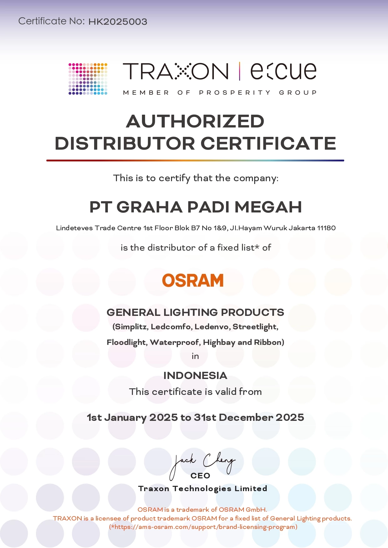 surat Distributor GPM OSRAM 2025